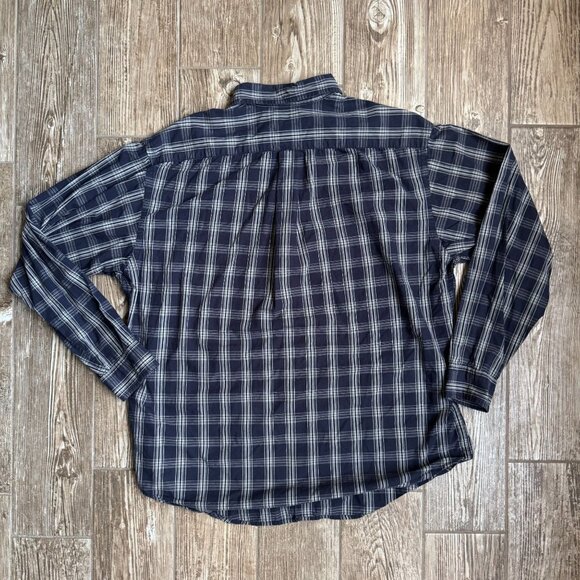 Vintage Polo Jeans Co Ralph Lauren Shirt Mens L Navy Plaid Long Sleeve Button Up - Picture 5 of 6